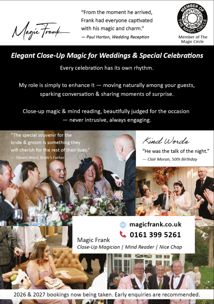 Happy Client with leaflets – Magic Frank back